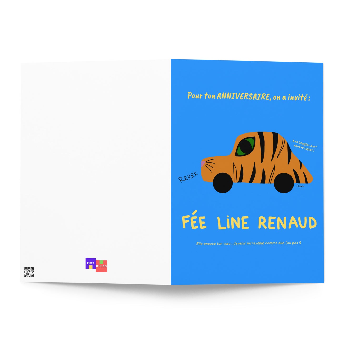 Grande carte d'anniversaire "Fée Line Renaud" avec enveloppe