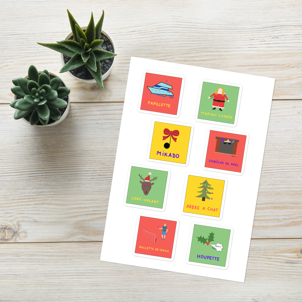 Tu aimes tellement Noël que tu as un pyjama Père/Mère Noël que tu portes toute l'année ? Tes décorations de Noël sont de sortie de novembre à avril ? Tu as chez toi un sapin de Noël par pièce ? Alors cette planche est faite pour toi !

Si tu as 2 mains gauches (ou 2 mains droites pour les gaucher.ère.s) sache que la pose est rapide & sans bulles et chaque autocollant offre une résistance de 2 à 3 ans et est repositionnable.