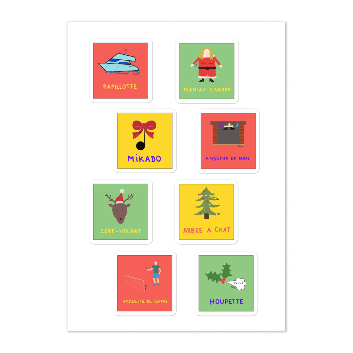 Tu aimes tellement Noël que tu as un pyjama Père/Mère Noël que tu portes toute l'année ? Tes décorations de Noël sont de sortie de novembre à avril ? Tu as chez toi un sapin de Noël par pièce ? Alors cette planche est faite pour toi !

Si tu as 2 mains gauches (ou 2 mains droites pour les gaucher.ère.s) sache que la pose est rapide & sans bulles et chaque autocollant offre une résistance de 2 à 3 ans et est repositionnable.