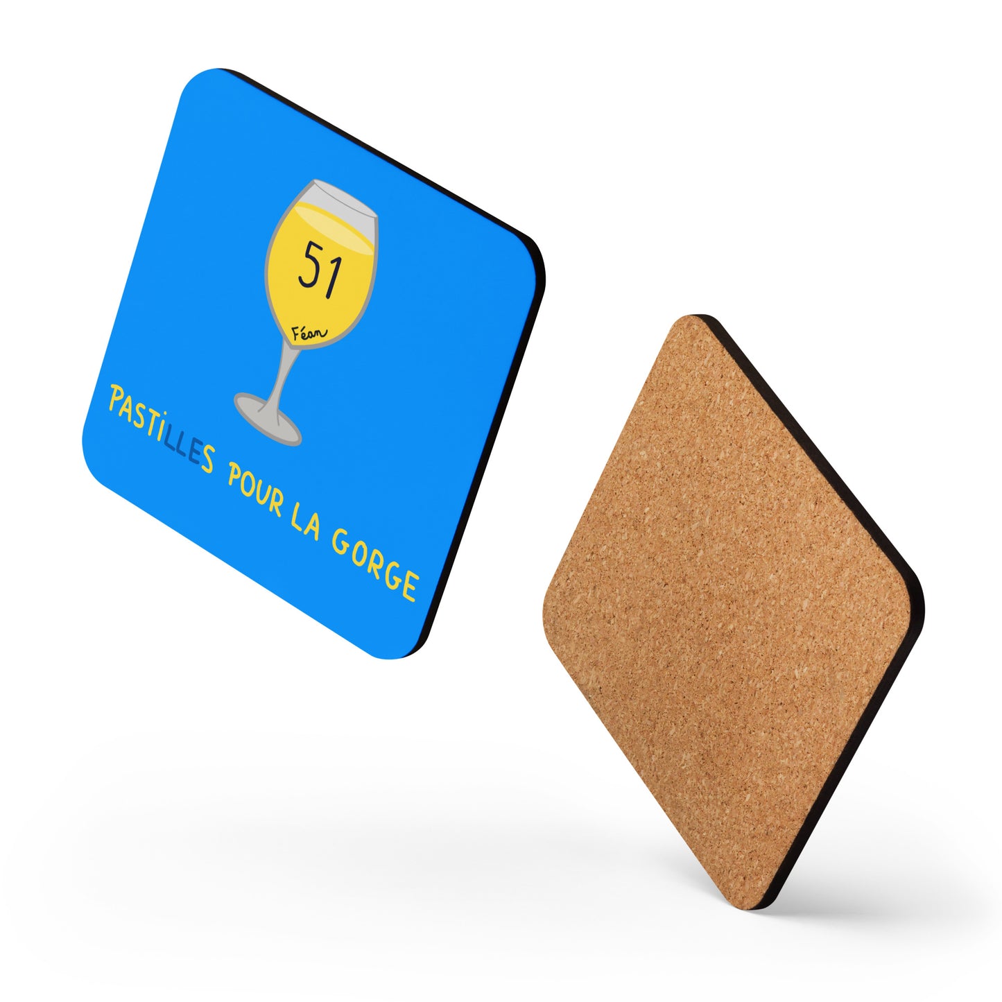 Lot de 2 sous-verres - "Pasti(lle)s pour la gorge" - bleu
