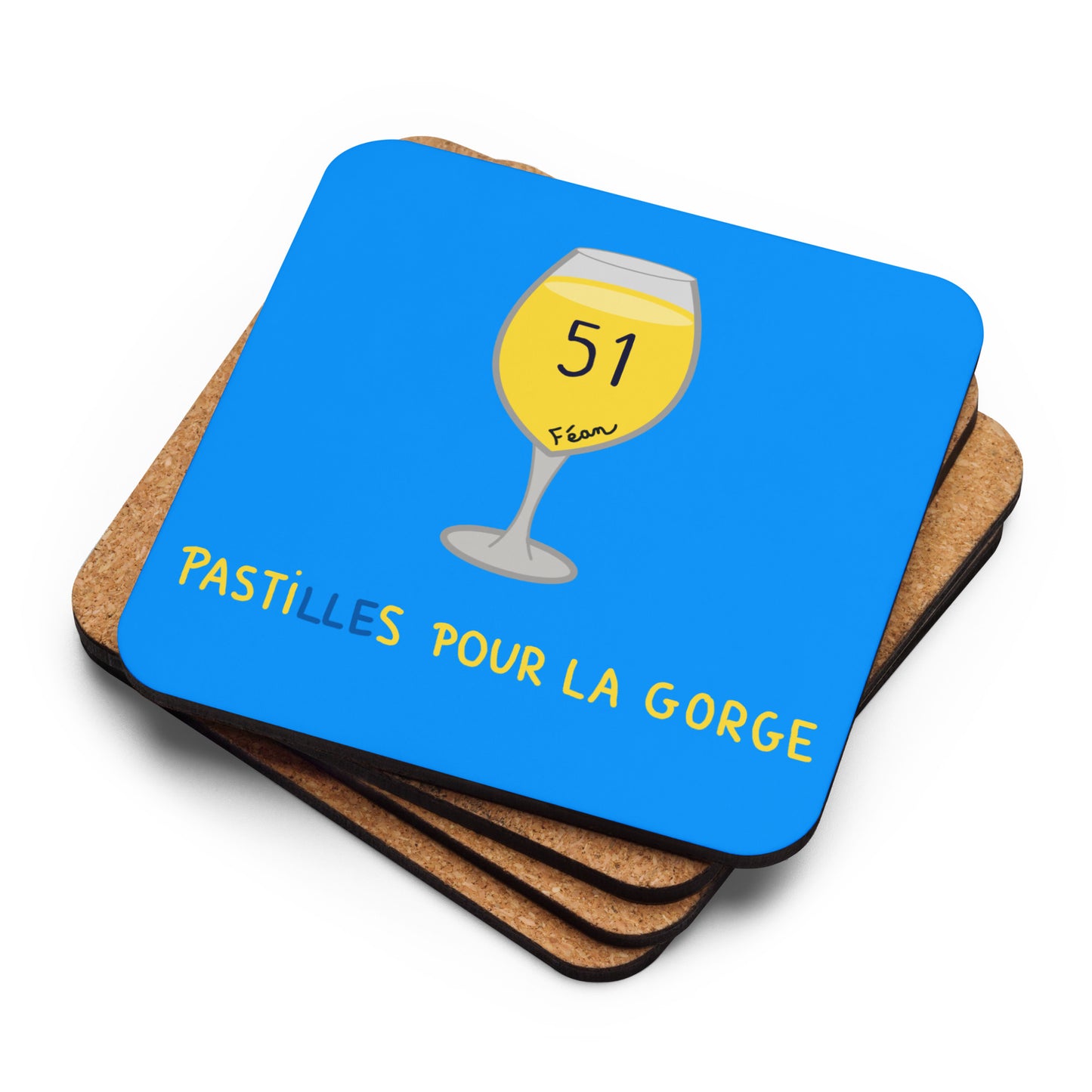 Lot de 2 sous-verres - "Pasti(lle)s pour la gorge" - bleu
