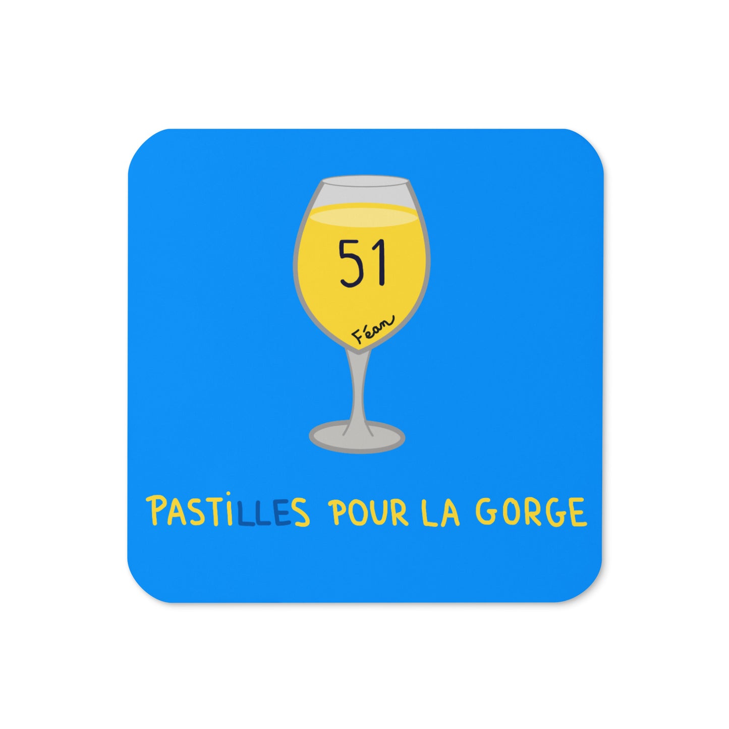 Lot de 2 sous-verres en liège "Pasti(lle)s pour la gorge"