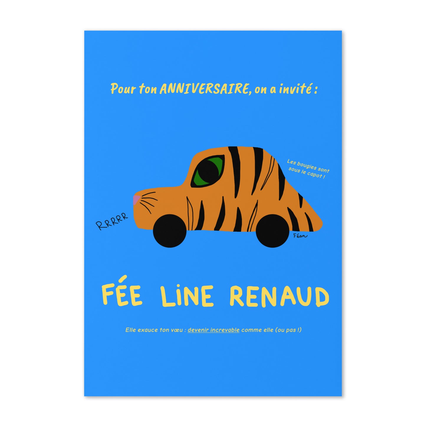 Grande carte d'anniversaire "Fée Line Renaud" avec enveloppe