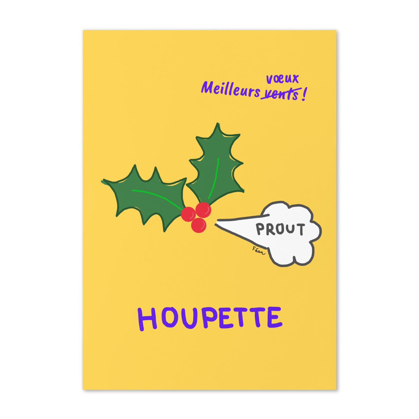 Grande carte de vœux "houpette" avec enveloppe