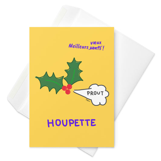 Grande carte de vœux "houpette" avec enveloppe