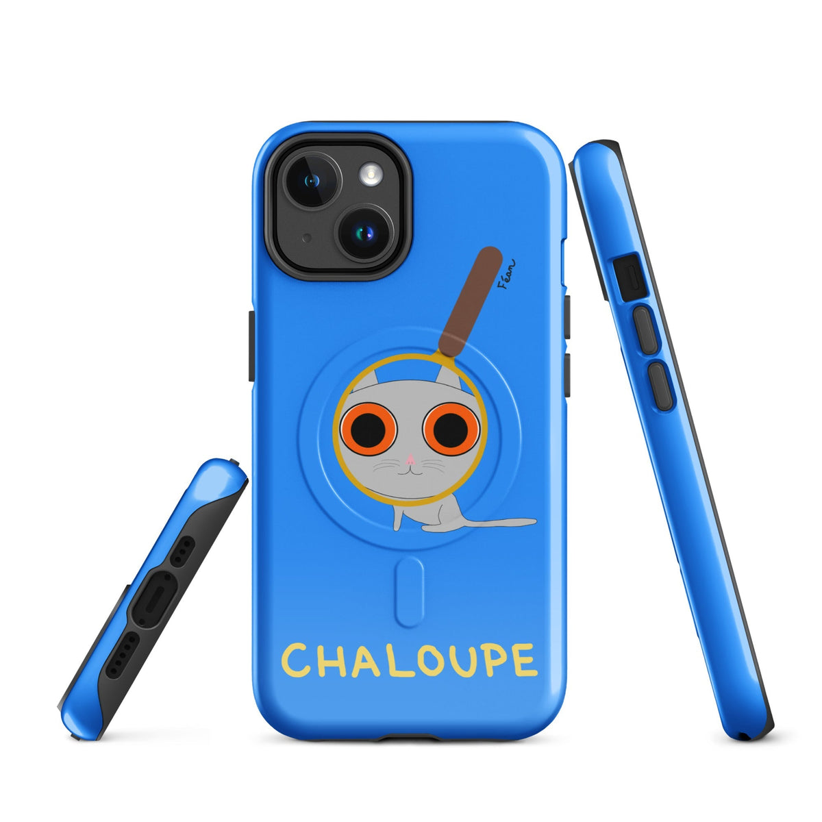 Tu mènes des enquêtes passionnantes sur ton iPhone ? Tu sais avec qui KK a passé ses dernières vacances et comment ouvrir une bouteille de vin sans tire-bouchon ?

Alors cette coque d'iPhone Chaloupe est faite pour toi, détective en herbe (à chat). Quelle que soit ta couleur pref, on a celle qu'il te faut.

En plus, le système d'aimants MagSafe® intégrés permettent une fixation sûre et une charge sans fil plus rapide. La coque est robuste et à double couche.