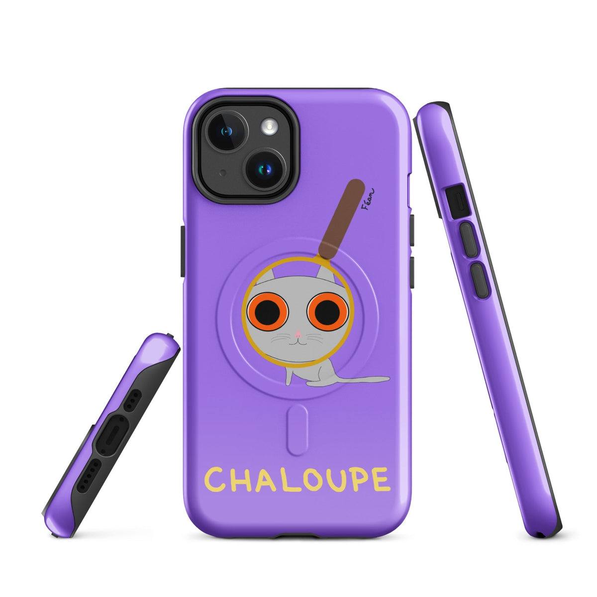 Tu mènes des enquêtes passionnantes sur ton iPhone ? Tu sais avec qui KK a passé ses dernières vacances et comment ouvrir une bouteille de vin sans tire-bouchon ?

Alors cette coque d'iPhone Chaloupe est faite pour toi, détective en herbe (à chat). Quelle que soit ta couleur pref, on a celle qu'il te faut.

En plus, le système d'aimants MagSafe® intégrés permettent une fixation sûre et une charge sans fil plus rapide. La coque est robuste et à double couche.