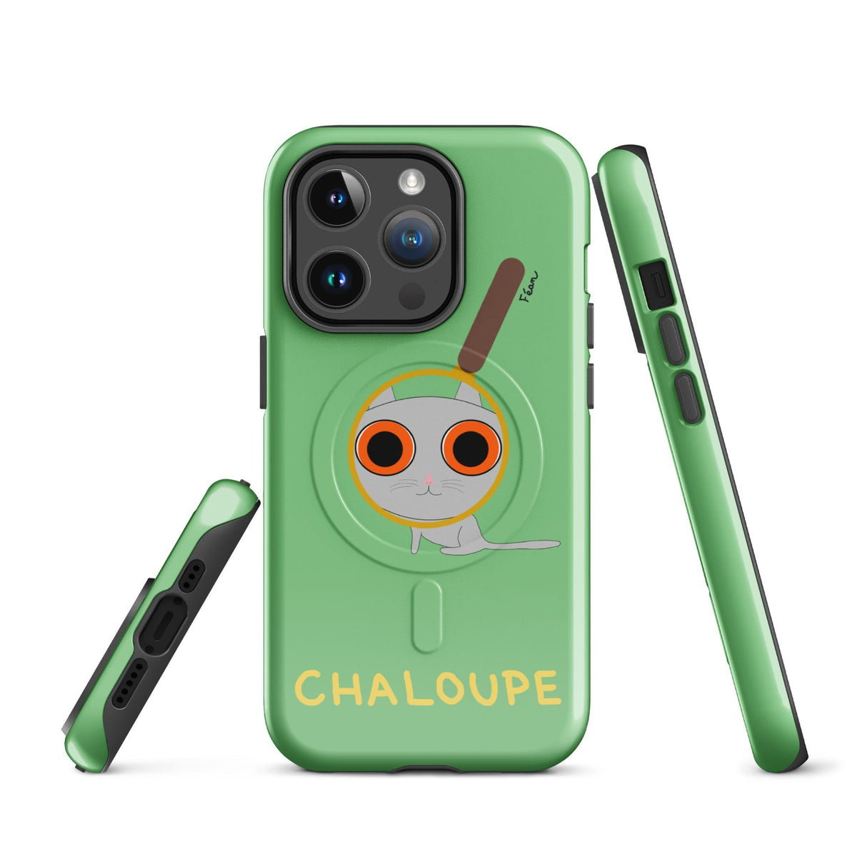 Tu mènes des enquêtes passionnantes sur ton iPhone ? Tu sais avec qui KK a passé ses dernières vacances et comment ouvrir une bouteille de vin sans tire-bouchon ?

Alors cette coque d'iPhone Chaloupe est faite pour toi, détective en herbe (à chat). Quelle que soit ta couleur pref, on a celle qu'il te faut.

En plus, le système d'aimants MagSafe® intégrés permettent une fixation sûre et une charge sans fil plus rapide. La coque est robuste et à double couche.