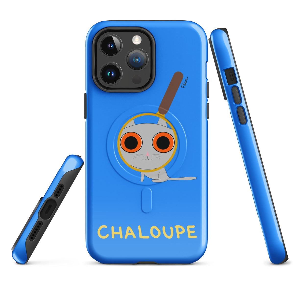 Tu mènes des enquêtes passionnantes sur ton iPhone ? Tu sais avec qui KK a passé ses dernières vacances et comment ouvrir une bouteille de vin sans tire-bouchon ?

Alors cette coque d'iPhone Chaloupe est faite pour toi, détective en herbe (à chat). Quelle que soit ta couleur pref, on a celle qu'il te faut.

En plus, le système d'aimants MagSafe® intégrés permettent une fixation sûre et une charge sans fil plus rapide. La coque est robuste et à double couche.