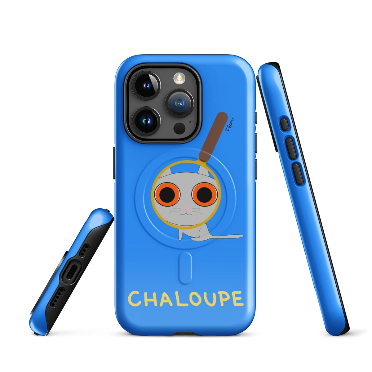 Tu mènes des enquêtes passionnantes sur ton iPhone ? Tu sais avec qui KK a passé ses dernières vacances et comment ouvrir une bouteille de vin sans tire-bouchon ?

Alors cette coque d'iPhone Chaloupe est faite pour toi, détective en herbe (à chat). Quelle que soit ta couleur pref, on a celle qu'il te faut.

En plus, le système d'aimants MagSafe® intégrés permettent une fixation sûre et une charge sans fil plus rapide. La coque est robuste et à double couche.
