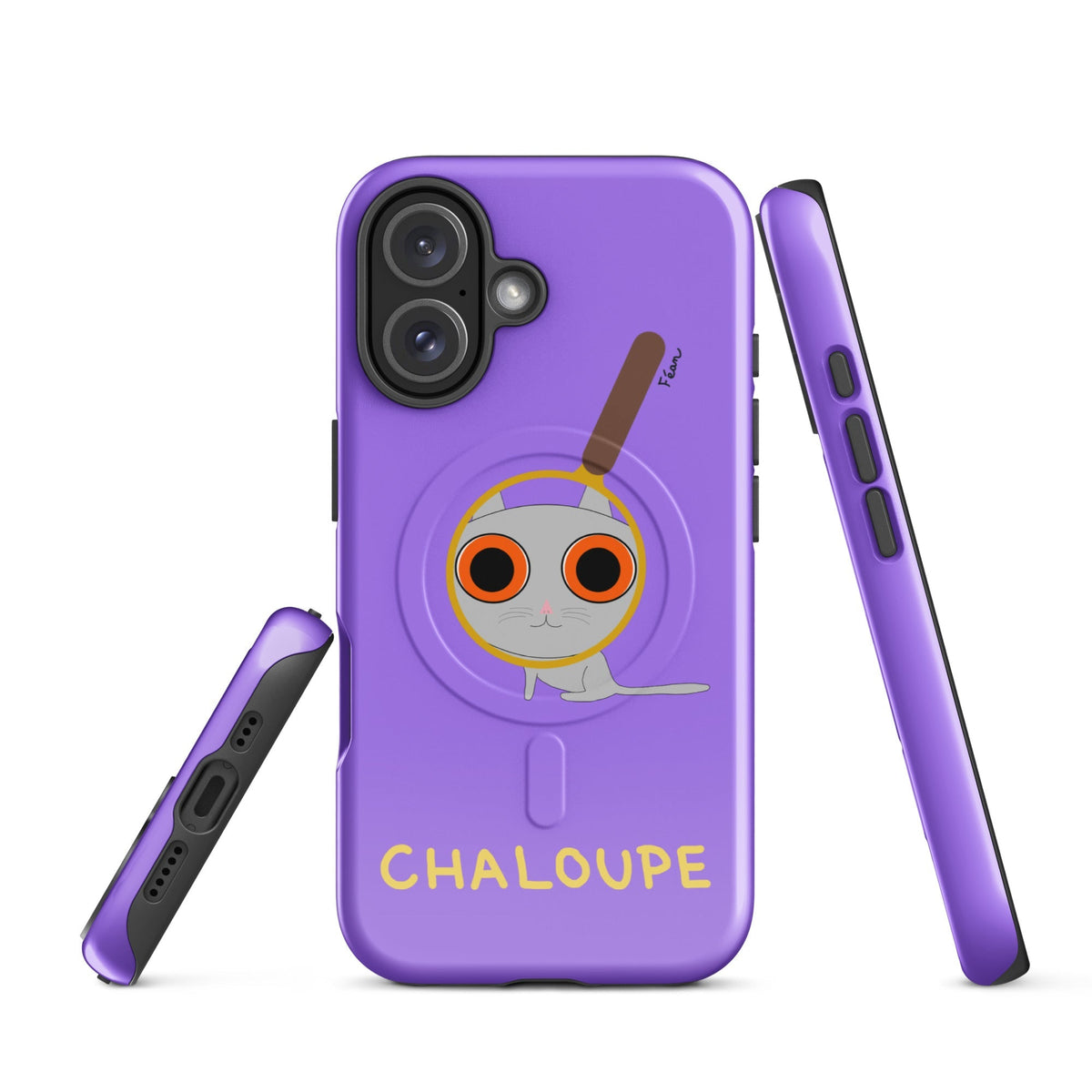 Tu mènes des enquêtes passionnantes sur ton iPhone ? Tu sais avec qui KK a passé ses dernières vacances et comment ouvrir une bouteille de vin sans tire-bouchon ?

Alors cette coque d'iPhone Chaloupe est faite pour toi, détective en herbe (à chat). Quelle que soit ta couleur pref, on a celle qu'il te faut.

En plus, le système d'aimants MagSafe® intégrés permettent une fixation sûre et une charge sans fil plus rapide. La coque est robuste et à double couche.