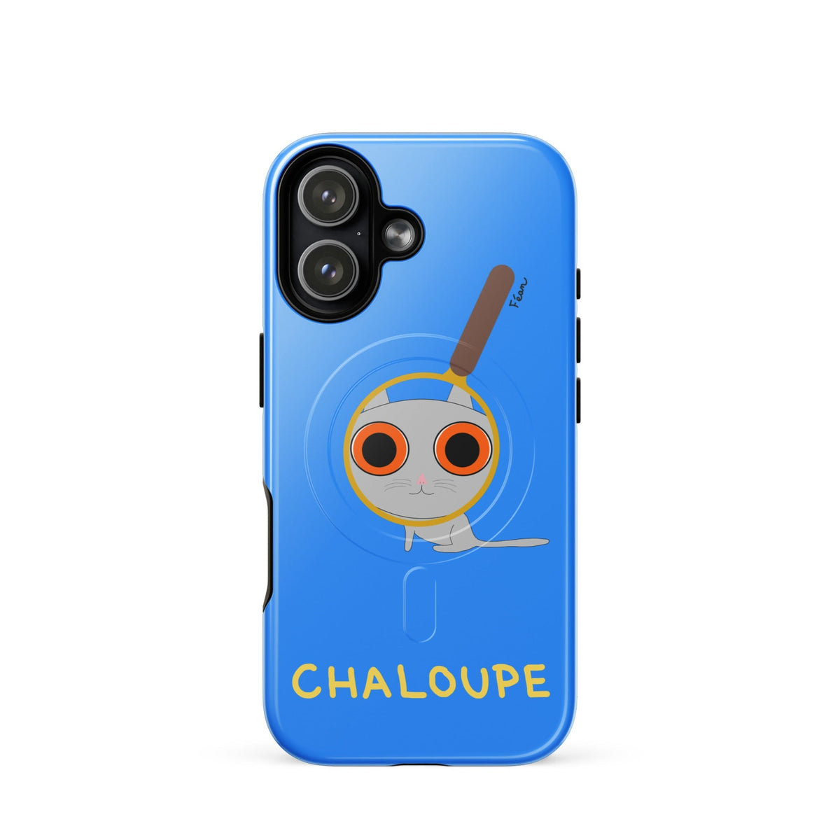 Tu mènes des enquêtes passionnantes sur ton iPhone ? Tu sais avec qui KK a passé ses dernières vacances et comment ouvrir une bouteille de vin sans tire-bouchon ?

Alors cette coque d'iPhone Chaloupe est faite pour toi, détective en herbe (à chat). Quelle que soit ta couleur pref, on a celle qu'il te faut.

En plus, le système d'aimants MagSafe® intégrés permettent une fixation sûre et une charge sans fil plus rapide. La coque est robuste et à double couche.