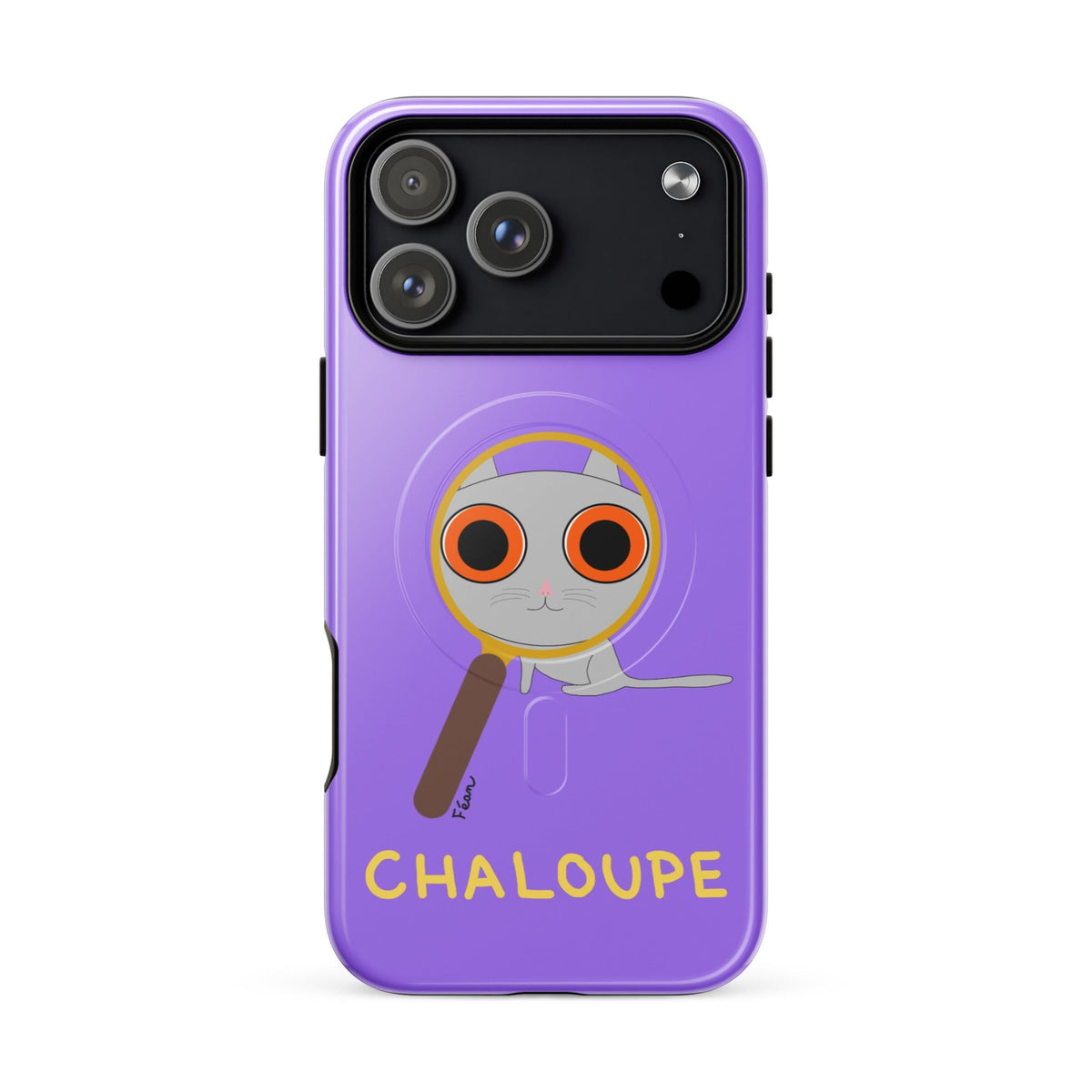 Tu mènes des enquêtes passionnantes sur ton iPhone ? Tu sais avec qui KK a passé ses dernières vacances et comment ouvrir une bouteille de vin sans tire-bouchon ?

Alors cette coque d'iPhone Chaloupe est faite pour toi, détective en herbe (à chat). Quelle que soit ta couleur pref, on a celle qu'il te faut.

En plus, le système d'aimants MagSafe® intégrés permettent une fixation sûre et une charge sans fil plus rapide. La coque est robuste et à double couche.